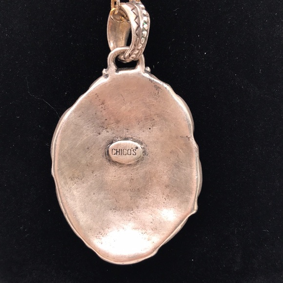 Chicos Turquoise Pendant Chain Necklace Silver Gold-tone - Picture 3 of 5